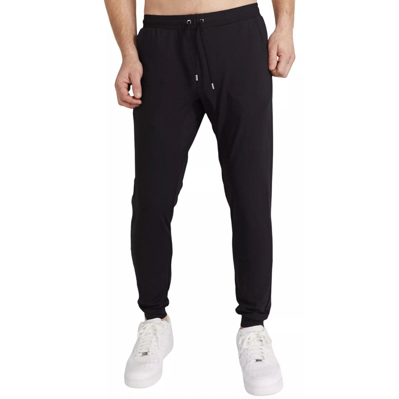Redvanly Mens Donahue Jogger Performance Black Tapered Drawstring Golf Pants M
